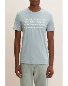 Хлопковая футболка с текстовым принтом Tom tailor