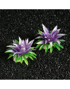 Растение искусственное аквариумное 11х9х6 см набор 2 шт фиолетовый Пижон аква