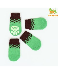 Носки нескользящие размер s 2 5 3 5 6 см набор 4 шт зеленые Пижон