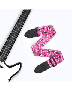 Ремень для гитары розовый кошечки длина 60 117 см ширина 5 см Music life