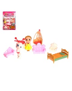 Набор мебели для кукол с малышкой и аксессуарами Nobrand