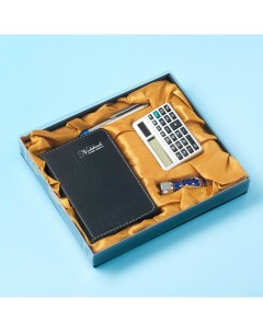 Набор подарочный 4в1 ручка калькулятор блокнот фонарик Nobrand