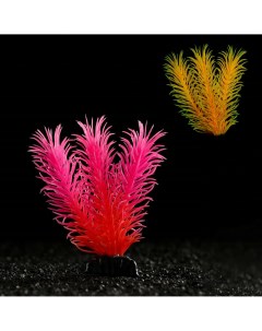 Растение искусственное аквариумное светящееся 8 см красное Пижон аква