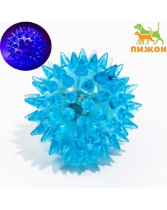 Мяч светящийся для животных малый tpr 4 5 см голубой Пижон