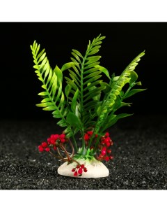 Растение искусственное аквариумное 18 х 9 х 14 см красное Пижон аква