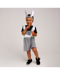 Карнавальный костюм зайчик серый с мордочкой п комбинезон повязка с ушками плюш р р28 р98 10 Страна карнавалия