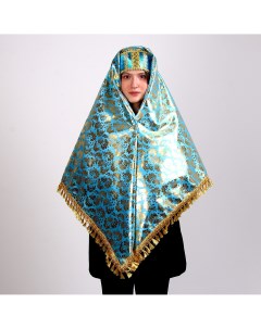 Карнавальный набор платок кокошник золото на голубом Страна карнавалия