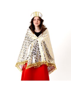 Карнавальный набор платок кокошник золото на белом Страна карнавалия