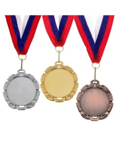Медаль под нанесение 009 диам 7 см цвет бронз с лентой Командор