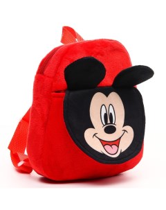 Рюкзак плюшевый на молнии с карманом 19х22 см микки маус Disney