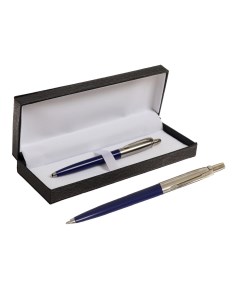 Ручка подарочная шариковая в кожзам футляре пб j автоматическая корпус синий серебро Calligrata
