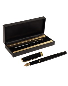 Ручка подарочная перьевая в кожзам футляре пб s корпус черный с золотом Calligrata