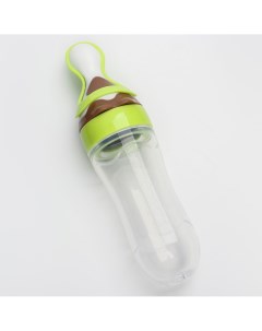 Бутылочка для кормления силиконовая с ложкой от 5 мес 90 мл цвет зеленый Крошка я