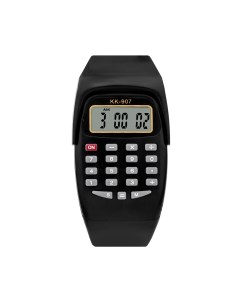 Часы наручные электронные детские с калькулятором ремешок силикон l 21 см черные Nobrand