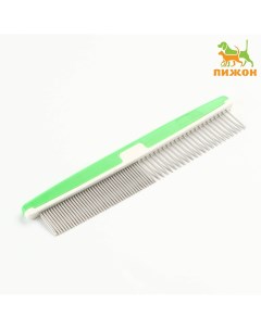 Расческа для шерсти с пластиковой ручкой 17 х 3 5 см зеленая Пижон