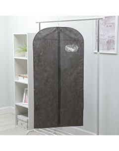 Чехол для одежды с окном 60 120 см спанбонд цвет серый Nobrand