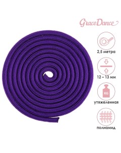 Скакалка для художественной гимнастики утяжеленная 2 5 м цвет фиолетовый Grace dance