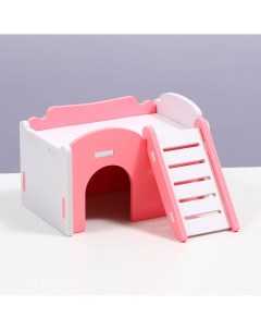 Дом для грызунов с лесенкой и террасой 15 х 10 х 3 см розовый Пижон