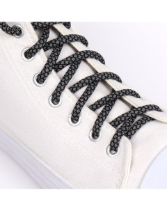 Шнурки для обуви пара круглые d 6 мм 120 см цвет серый черный Onlitop