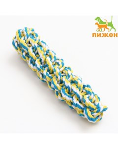 Игрушка канатная плетеная до 100 г до 20 см желтая голубая белая Пижон