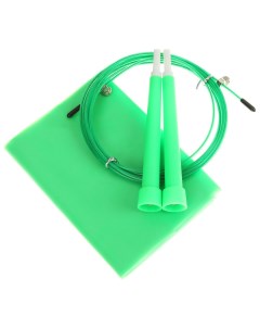 Набор для фитнеса эспандер ленточный скакалка скоростная цвет зеленый Onlitop