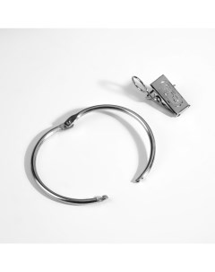 Набор для штор кольцо разъемное d 52 58 мм 10 шт зажим 33 11 мм 10 шт цвет серебряный Арт узор