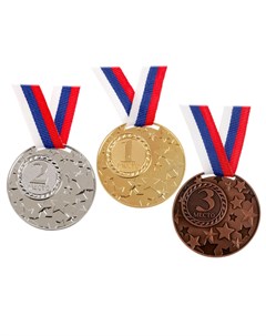 Медаль призовая 058 диам 5 см 3 место цвет бронз с лентой Командор
