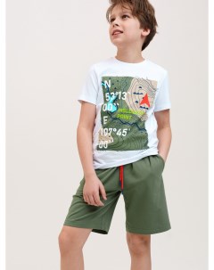 Комплект трикотажный фуфайка футболка шорты классический пояс Playtoday