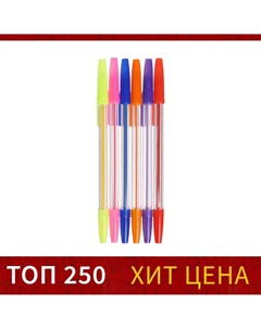 Набор ручек шариковых 6 цветов корпус прозрачный с цветными колпачками Calligrata