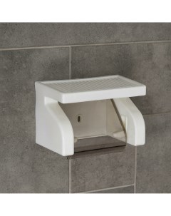 Держатель для туалетной бумаги с полочкой 18 11 5 12 см цвет белый Nobrand