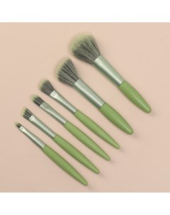 Набор кистей для макияжа 6 предметов pvc пакет цвет зеленый Queen fair
