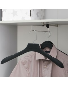Плечики вешалка для одежды размер 48 50 покрытие soft touch цвет черный Nobrand