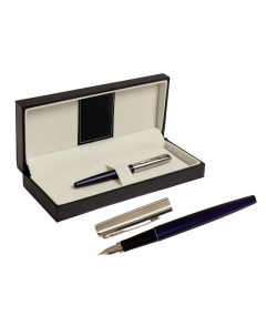 Ручка подарочная перьевая в кожзам футляре корпус синий с серебром Calligrata