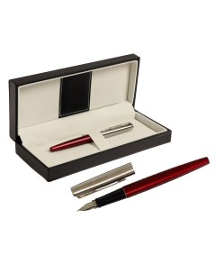 Ручка подарочная перьевая в кожзам футляре корпус бордо с серебром Calligrata