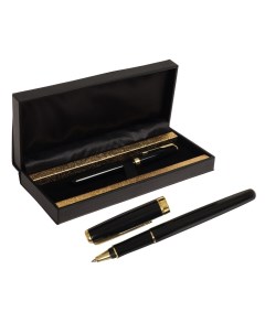 Ручка подарочная шариковая в кожзам футляре корпус черный с золотом Calligrata