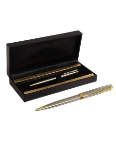 Ручка подарочная шариковая в кожзам футляре поворотный пб s корпус серебро золото Calligrata