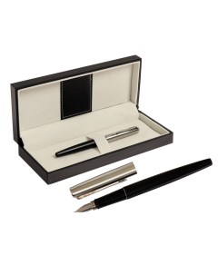 Ручка подарочная перьевая в кожзам футляре корпус черный с серебром Calligrata