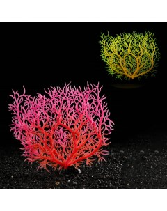 Растение искусственное аквариумное светящееся 15 см красное Пижон аква