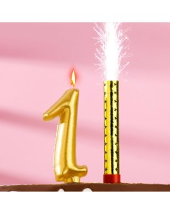 Набор свеча для торта цифра 1 гигант золотая с фонтаном 9 5 см Страна карнавалия