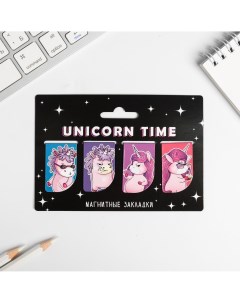 Магнитные закладки unicorn time на открытке 4 шт Artfox