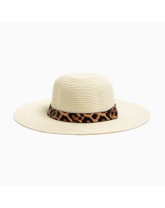 Шляпа женская с леопардовым ремешком цвет молочный р р 58 Minaku