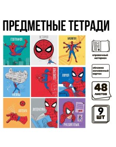 Комплект предметных тетрадей 48 листов человек паук 9 предметов Marvel