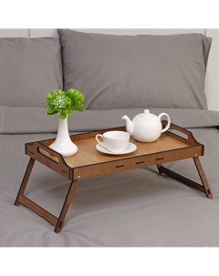 Столик поднос для завтрака со складными ножками 50 30 7 4 см цвет коричневый Nobrand