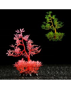 Растение искусственное аквариумное светящееся 10 см красное Пижон аква