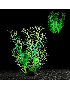 Растение искусственное аквариумное светящееся 25 см зеленое Пижон аква