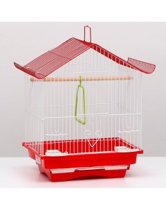 Клетка для птиц укомплектованная с кормушками 30 х 23 х 39 см красная Пижон