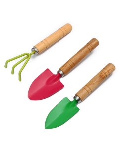 Набор садового инструмента 3 предмета рыхлитель совок грабли длина 20 см Greengo