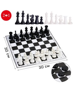 Настольная игра 2 в 1 шахматы и шашки фигуры пластик поле картон 30 х 30 см Nobrand