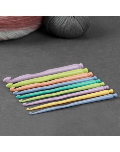 Набор крючков для вязания d 2 5 10 мм 15 см 9 шт цвет разноцветный Арт узор