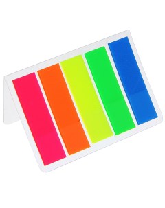 Блок закладка с липким краем 12 мм х 45 мм пластик 5 цветов по 25 листов флуоресцентный в блистере Calligrata